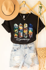 US3001P-E3061WY Wyoming State Brushstroke Graphic Plus Tee $16
