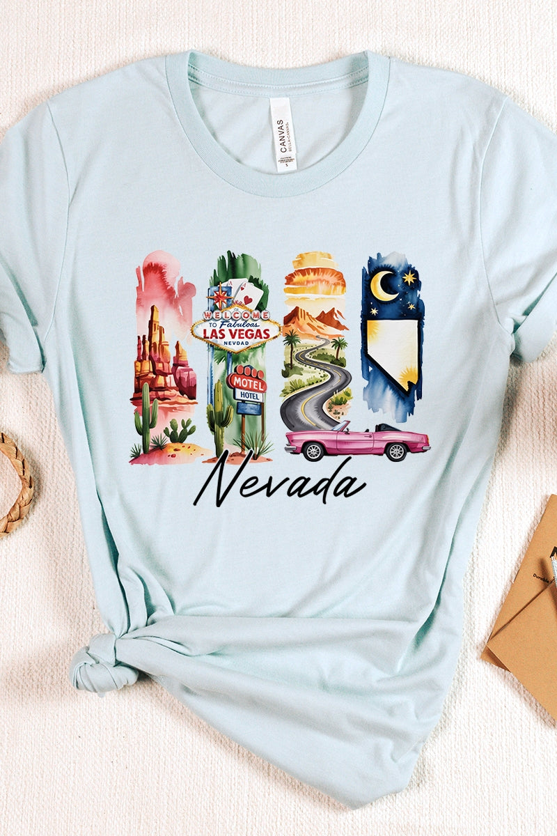 US3001-E3061NV Nevada State Brushstroke Graphic Tee $12.5