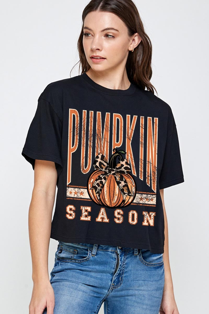 CTS-E3145 Pumpkin Season Graphic Relaxed Crop Top $11
