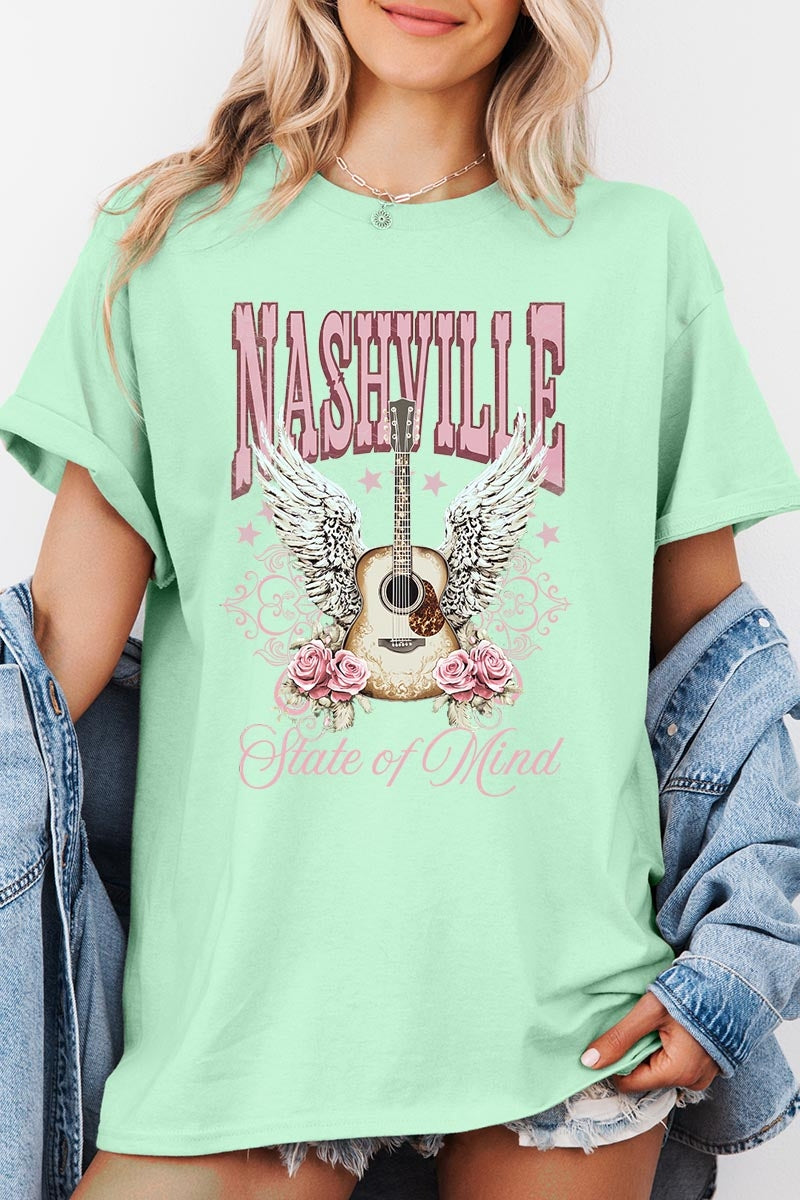 5000-E3157 Nashville Rose Graphic Heavy Cotton Tee $9