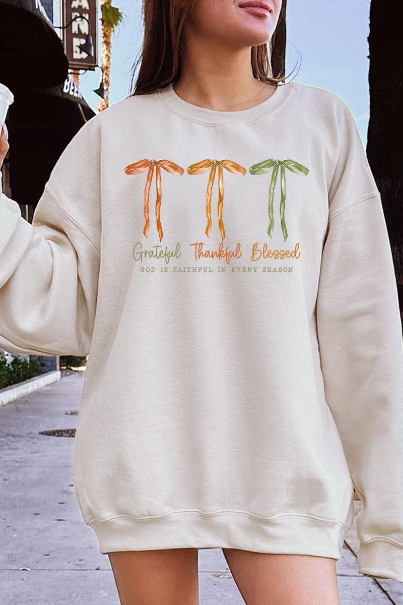 UL180-E3111 Grateful Thankful Blessed Graphic Sweatshirt $20