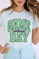 US3001P-E3128 Green Gingham Game Day Graphic Plus Tee $16