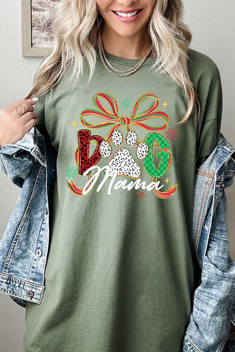 5000P-E3194 Dog Mama Christmas Paw Graphic Plus Heavy Cotton Tee $12.75