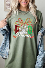5000P-E3194 Dog Mama Christmas Paw Graphic Plus Heavy Cotton Tee $12.75