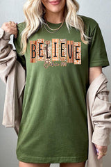 US3001P-E3167 Believe Fall Christian Graphic Plus Tee $16