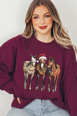 UL180P-E3182 Christmas Horses Graphic Plus Sweatshirt $25