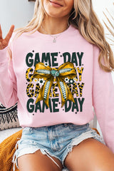 UL180P-E3090 Yellow Football Game Day Bow Plus Sweatshirt $25