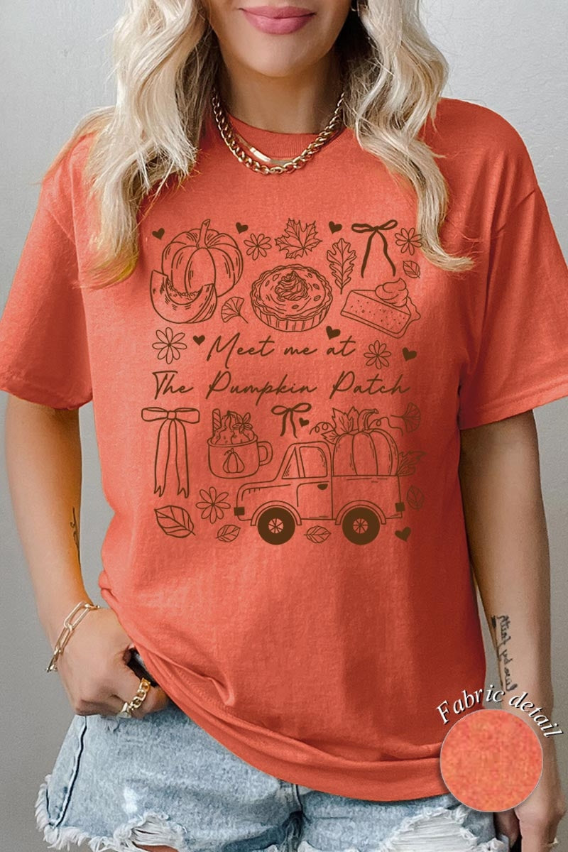 5000P-E3163 Pumpkin Patch Doodle Graphic Plus Heavy Cotton Tee $12.75