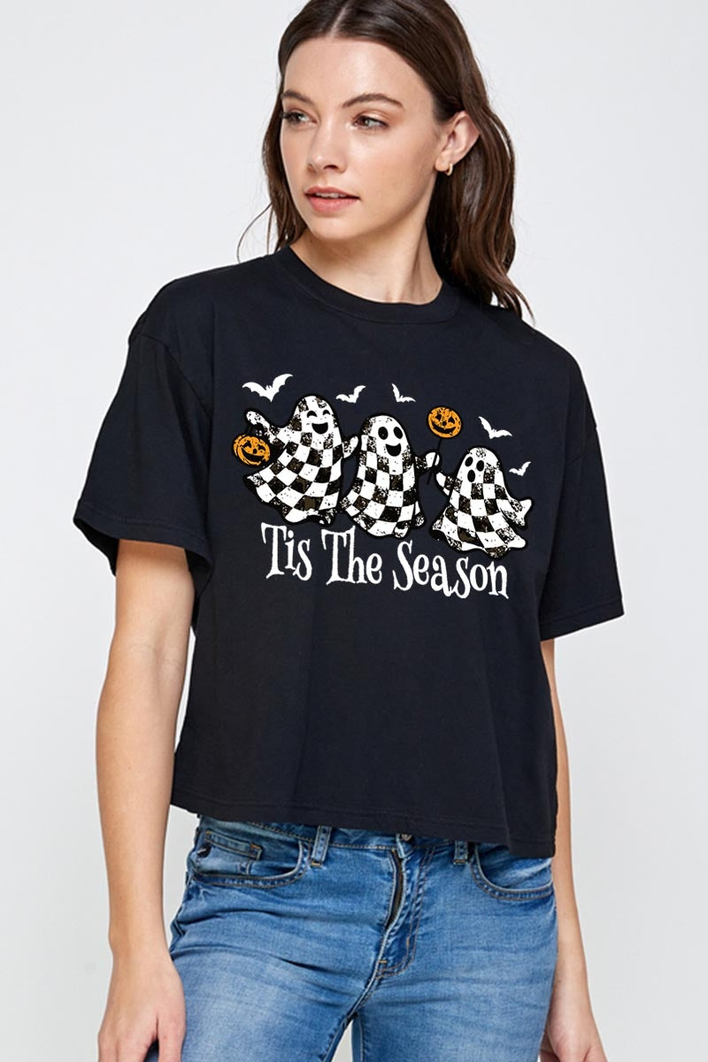 CTS-E3124 Retro Ghosts Graphic Relaxed Crop Top $11