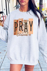 UL180P-E3166 Pray Fall Christian Graphic Plus Sweatshirt $25