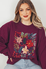 UL180P-E3186 Floral Christmas Graphic Plus Sweatshirt $25