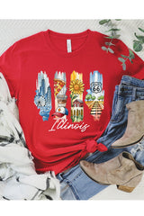 US3001-E3061IL Illinois State Brushstroke Graphic Tee $12.5