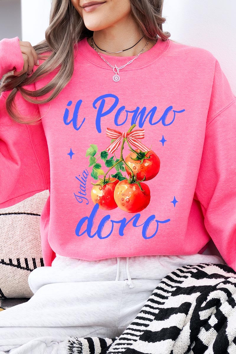 UL180P-E3070 Il Pomodoro Tomato Art Graphic Plus Sweatshirt $25