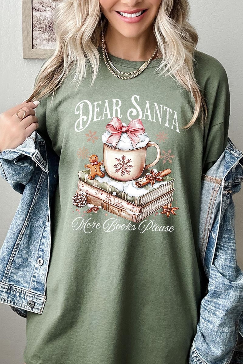 5000P-E3205 Dear Santa Books Graphic Plus Heavy Cotton Tee $12.75