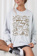 UL240P-E3081 Football Doodles Graphic Plus Long Sleeve Tee $17