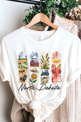US3001-E3061ND North Dakota State Brushstroke Graphic Tee $12.5