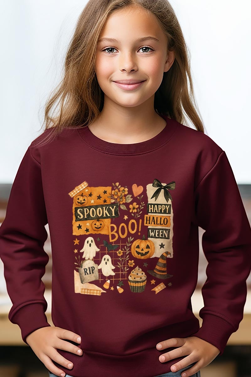 UL180B-E3084Z Halloween collage Kids Graphic Sweatshirt $20