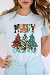 US3001-E3200 Merry Christmas Trees Graphic Tee $12.5