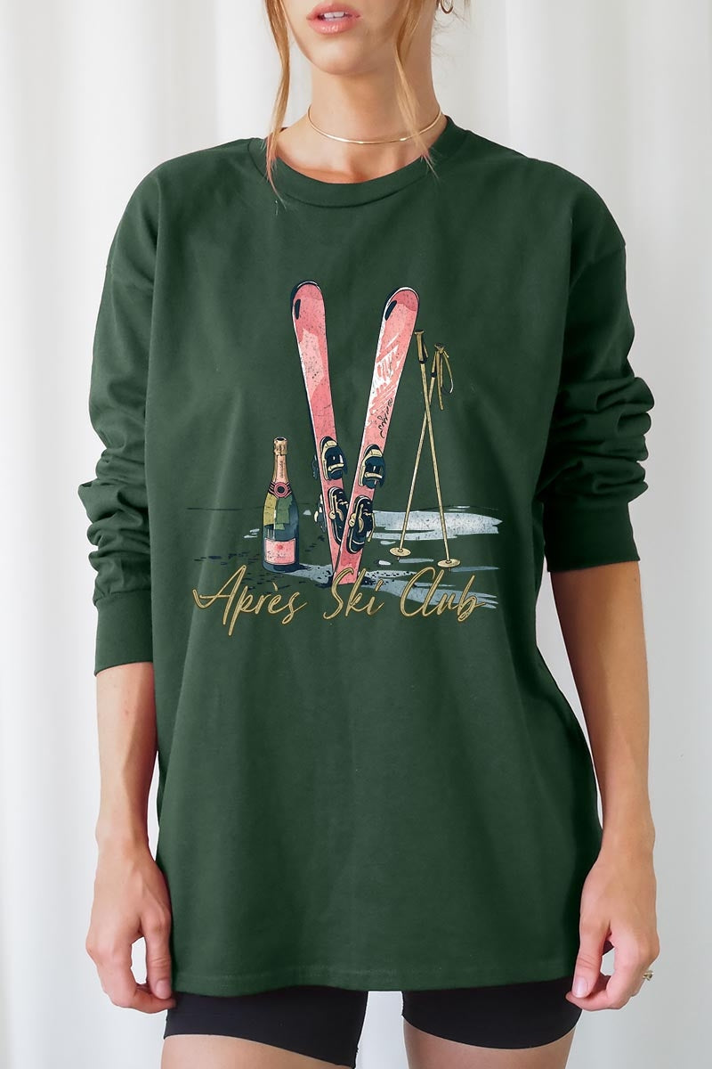 UL240-E3187 Apres Ski Club Graphic Long Sleeve Tee $13.75