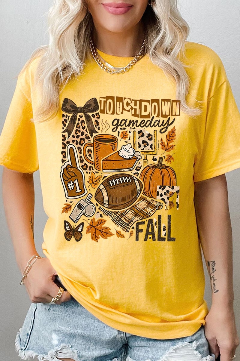 5000-E3134 Fall Football Collage Graphic Heavy Cotton Tee $9
