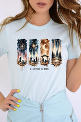 US3001P-E3204 Savior Is Born Nativity Graphic Plus Tee $16
