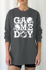 UL240-E3073 Distressed Game Day Graphic Long Sleeve Tee $13.75