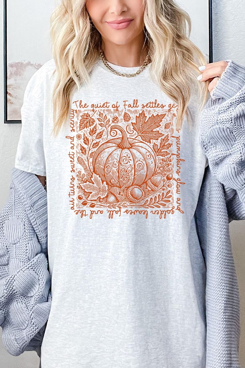5000-E3112 Fall Pumpkin Botanical Graphic Heavy Cotton Tee $9