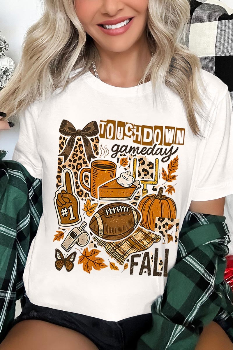 US3001-E3134 Fall Football Collage Graphic Tee $12.5