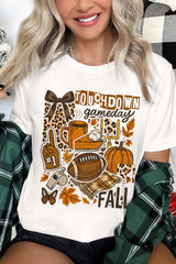 US3001-E3134 Fall Football Collage Graphic Tee $12.5