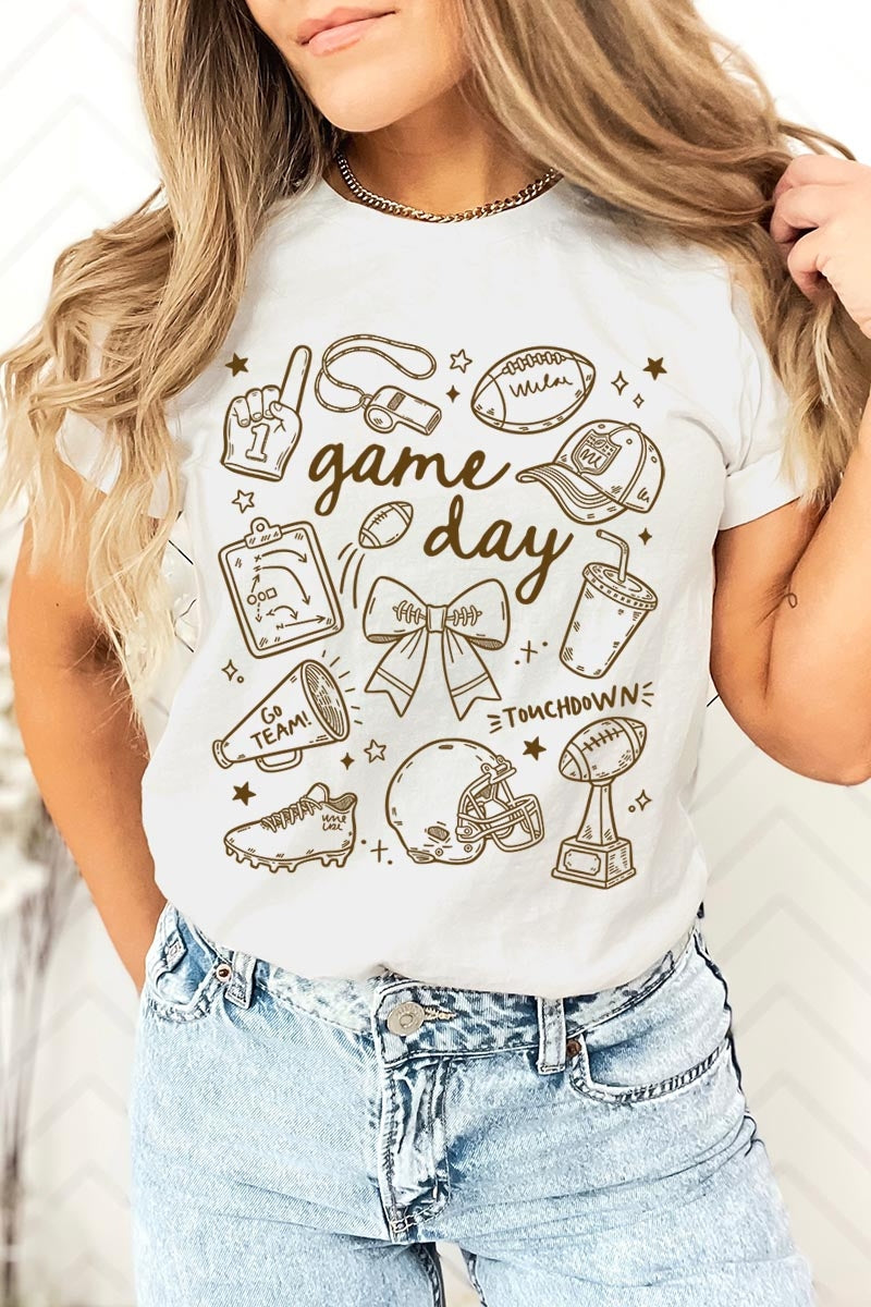 US3001P-E3081 Football Doodles Graphic Plus Tee $16