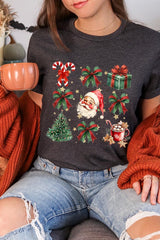 US3001P-E3217 Santa Gifts & Bows Christmas Graphic Plus Tee $16