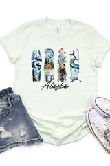US3001-E3061AK Alaska State Brushstroke Graphic Tee $12.5