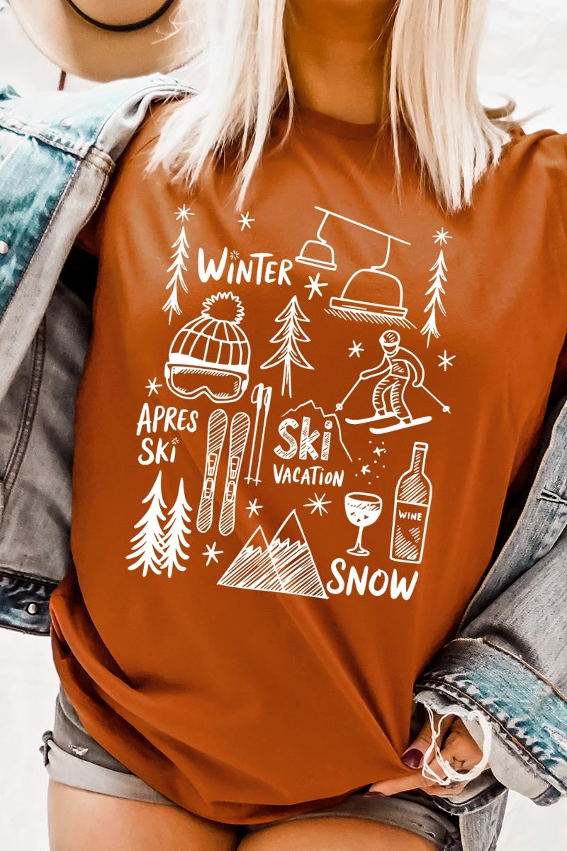 US3001P-E3188 Ski Doodle Graphic Plus Tee $16