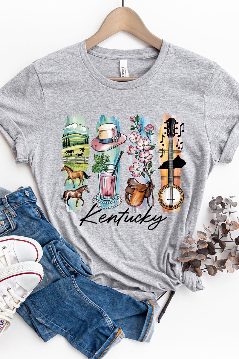 US3001-E3061KY Kentucky State Brushstroke Graphic Tee $12.5