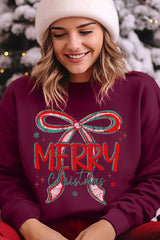 UL180-E3197 Merry Christmas Bow Graphic Sweatshirt $20