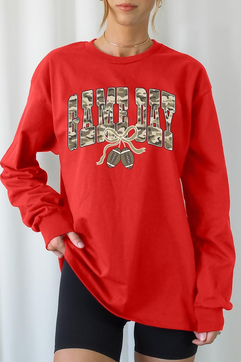 UL240-E3131 Football Game Day Camo Graphic Long Sleeve Tee $13.75