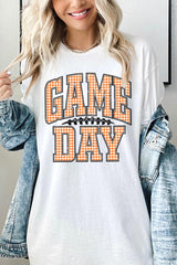 5000-E3129 Orange Gingham Game Day Graphic Heavy Cotton Tee $9