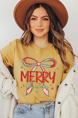 US3001-E3197 Merry Christmas Bow Graphic Tee $12.5