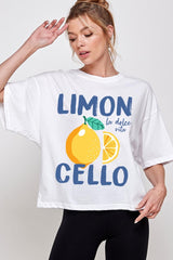 CTS-E3056 Limoncello Graphic Relaxed Crop Top $10.5