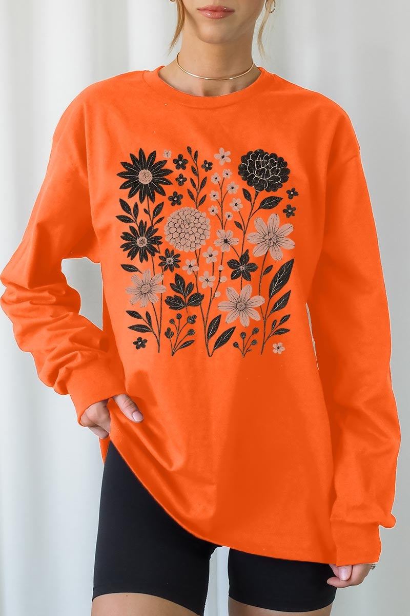 UL240P-E3178 Fall Floral Garden Graphic Plus Long Sleeve Tee $17
