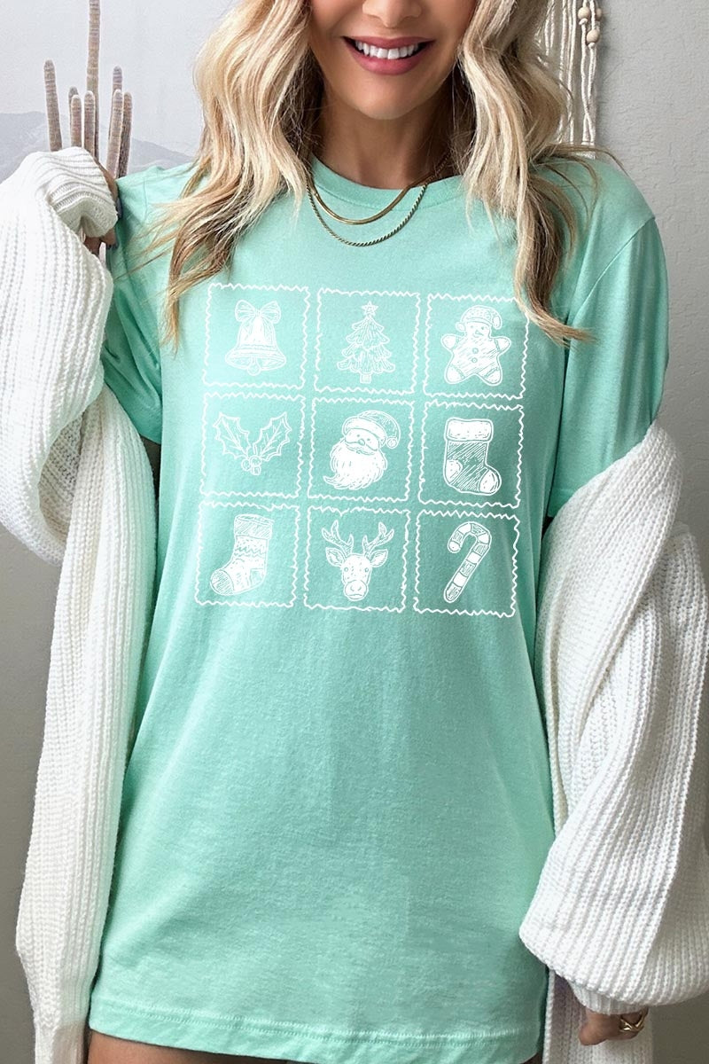 US3001P-E3215 Christmas Icons Graphic Plus Tee $16