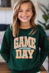 UL180B-E3129Z Orange Gingham Game Day Kids Graphic Sweatshirt $20