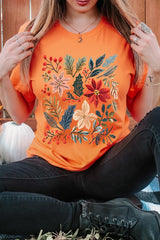 US3001P-E3186 Floral Christmas Graphic Plus Tee $16