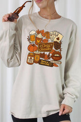 UL240-E3119 Retro Fall Collage Graphic Long Sleeve Tee $13.75