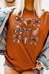 US3001P-E3054 Cute Football and Bow Graphic Plus Tee $16