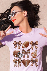 US3001-E3054 Cute Football and Bow Graphic Tee $12.5