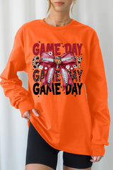UL240P-E3093 Red Silver Football Bow Plus Long Sleeve Tee $17