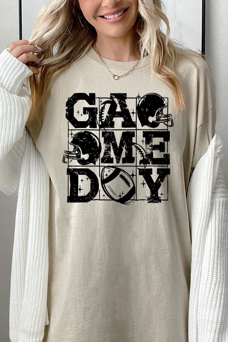 5000-E3073 Distressed Game Day Graphic Heavy Cotton Tee $9