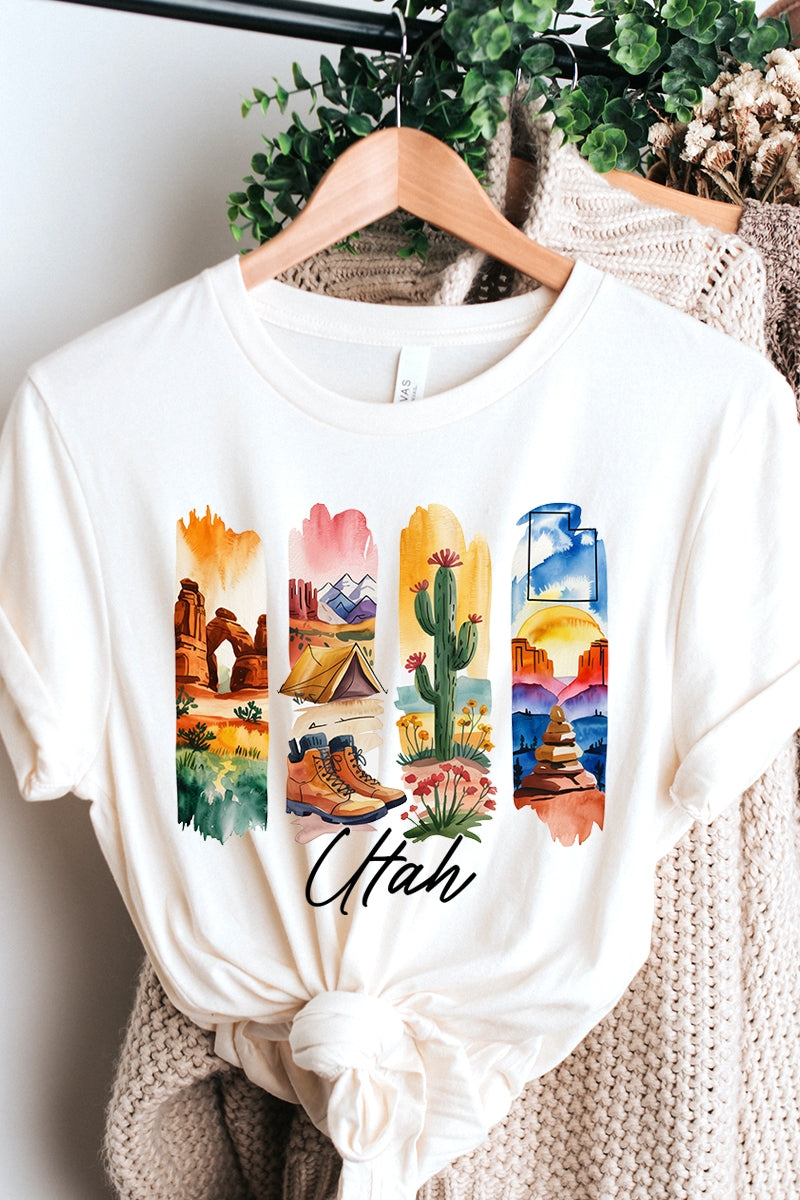 US3001-E3061UT Utah State Brushstroke Graphic Tee $12.5