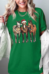 5000P-E3182 Christmas Horses Graphic Plus Heavy Cotton Tee $12.75